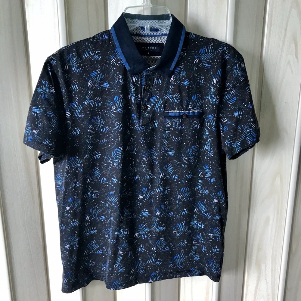 TED BAKER LONDON; PRINTED POLO SHIRT